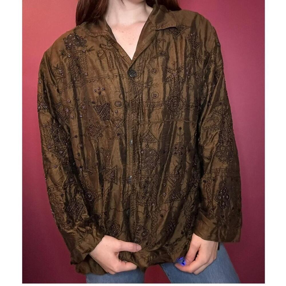Chico's Vintage 90's Silk Embroidered Jacket